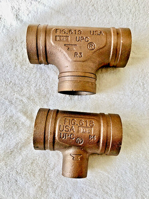 GRUVLOK  2.5'' COPPER CAST TEES (1) 2 1/2 FIG 619 (1) 2 1/2 X  1  1/4 FIG 618