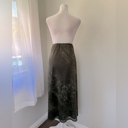 Cider Dark Green Paisley Print Stretch Midi Pencil Skirt - Picture 6 of 9