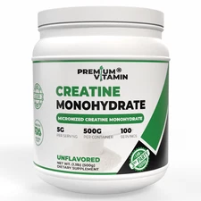 Creatine Monohydrate Powder Muscle gain (Micronized) 5g per serv 500g Unflavored