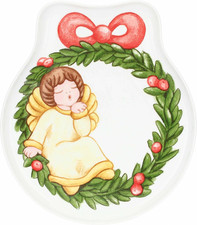 , Piatto a Forma Di Ghirlanda in Porcellana, Collezione Sorprese Di Natale, Piat