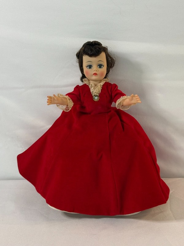 Vintage Madame Alexander Agatha 9" Doll Tagged Red Gown Sleep Eyes Orig Outfit
