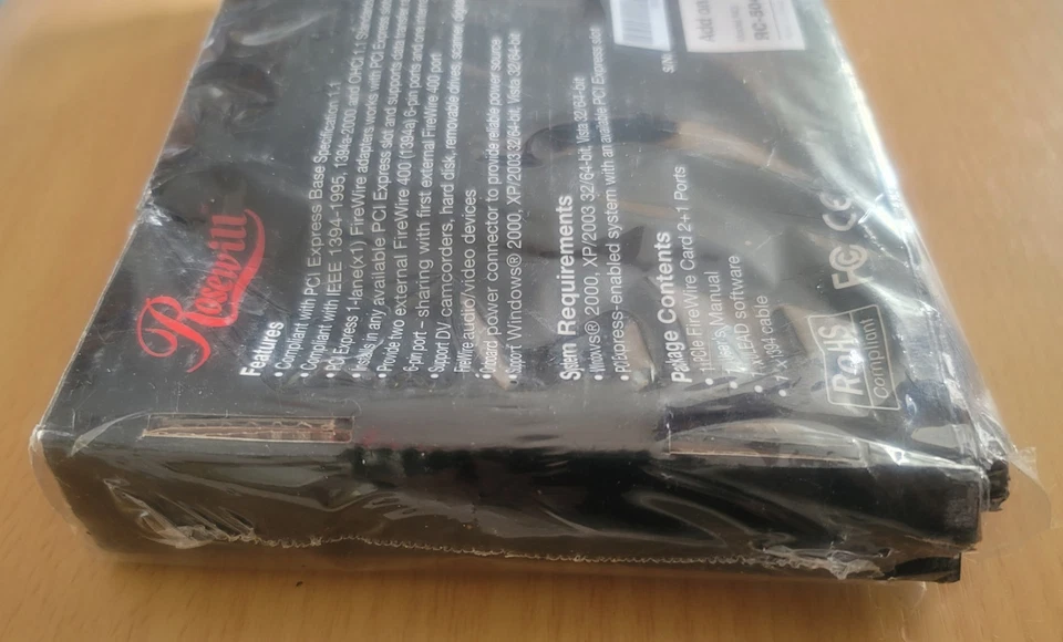 Rosewill PCIe FireWire 1394a Card 2+1 Ports RC-504 NEW Sealed in Box with WRAP - Image 3 of 4
