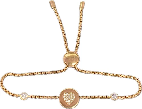 Bracciale MICHAEL KORS oro rosa bronzo pavè cuore facile da regolare #6 JB11