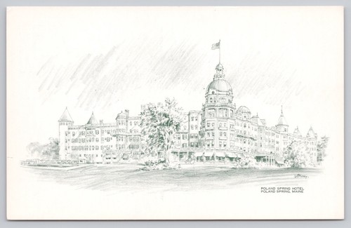 Vintage Poland Spring Hotel Maine Postcard Pencil Sketch Curhan Co | eBay