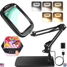 10X 30X Extra Large 7-Inch Lighted Magnifying Glass with Stand & 5 Color Modes