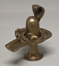 Estatua de latón escultura Shiva Lingam hecha a mano hinduismo ídolo templo origen desconocido