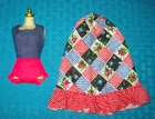 VINTAGE MOD BUSY BARBIE CLOTHES BLUE DENIM HALTER BODYSUIT & LONG  SKIRT LOT