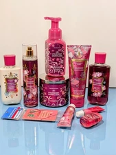 10 Pc Set STRAWBERRY SNOWFLAKES Bath & Body Works Candle Mist Wash Cream Lippie