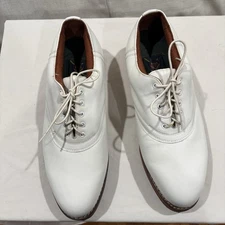 VTG POLO Ralph Lauren White Leather Hard Spike Golf Shoes Mens 12E