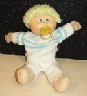 Coleco Vintage 1985 Cabbage Patch Kids Doll  BOY Yellow Blonde 17" w/PACIFIER