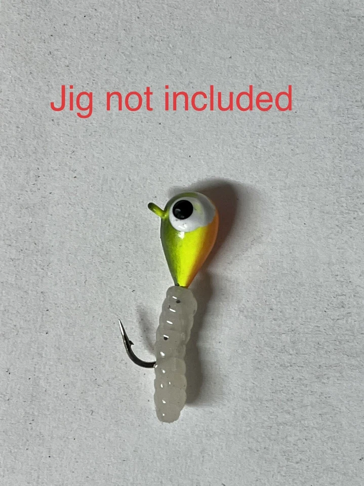 1/2” gusano cebos de hielo crappie-panfish-walleye-pesca en hielo 120 cebos de plástico Foto 3 de 4