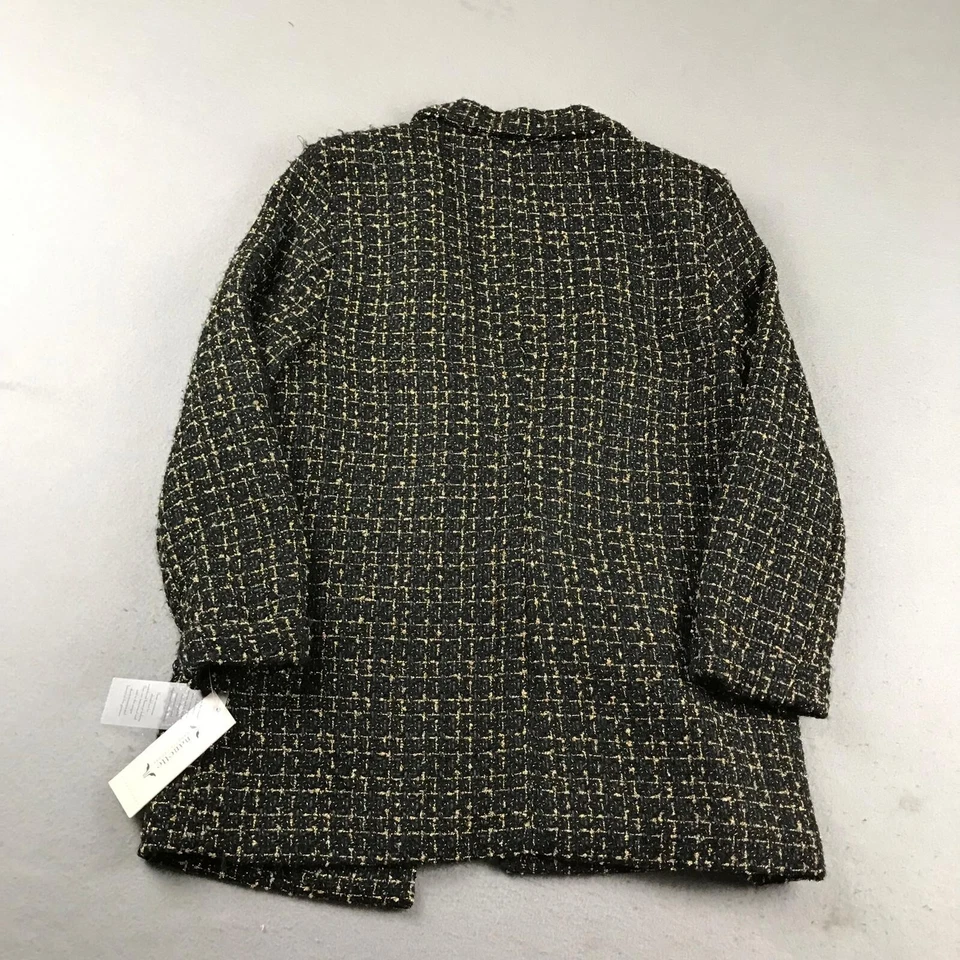 Nanette Lepore куртка женщин средний черный Твид с подкладкой открытый легкий пальто с Ярлыками - Изображение 4 из 4