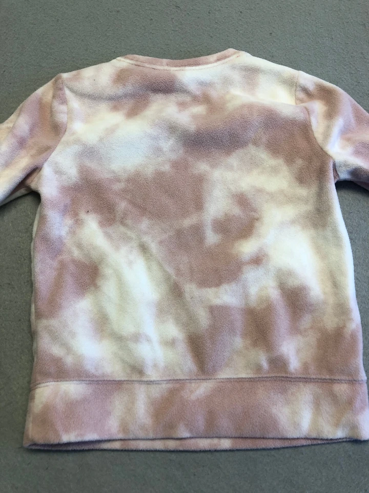 Старый темно-молодежь девочки средний/8 толстовка розовый/белый галстук краситель флис пуловер - Изображение 4 из 4