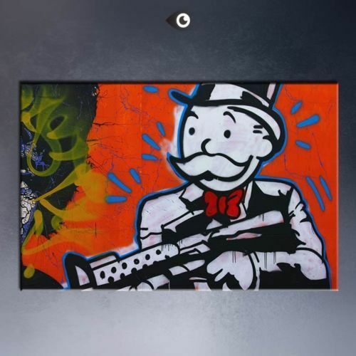 LMOP021 hand-painted Alec Monopoly - Alec gun figures oil painting on canvas art - Picture 1 of 1