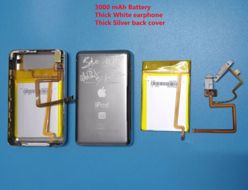 3000mA bateria + tylna pokrywa zestawy modernizacyjne iPod 30GB Classic 80GB 120GB 160GB grubość - Zdjęcie 1 z 6