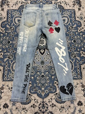 Vintage Roll The Dice Graphic Printed Skinny Jeans | eBay
