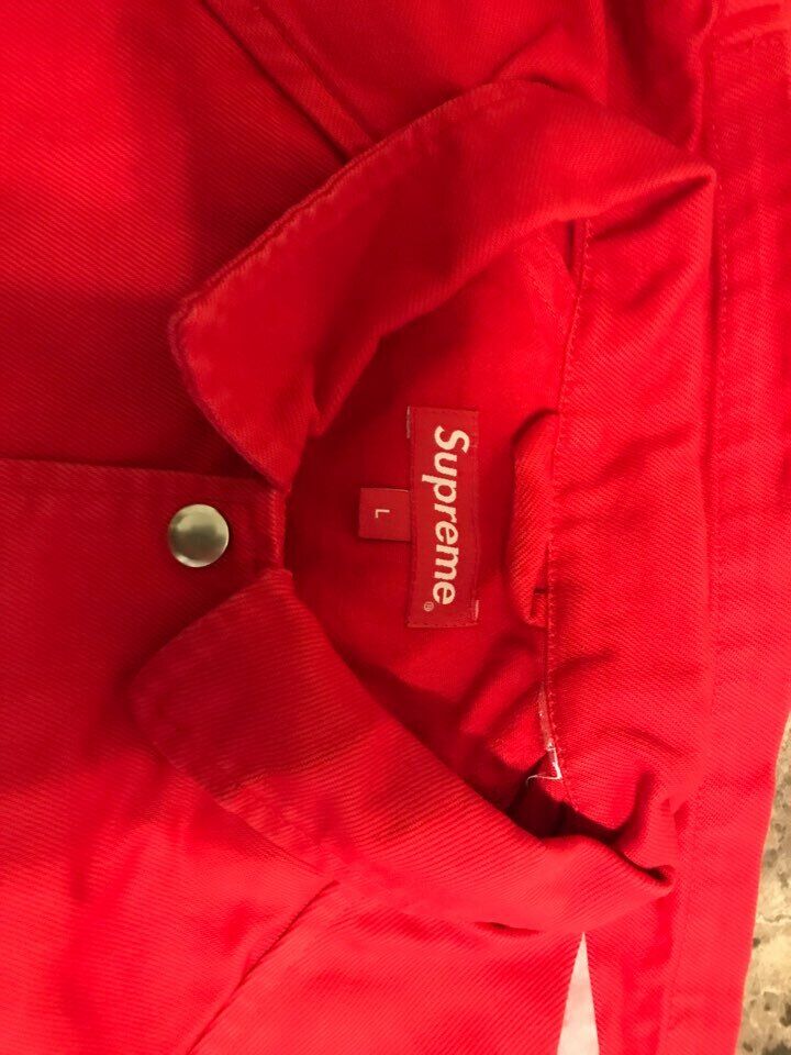 Supreme Snap Front Twill Jacket Red Large FW18 | eBay