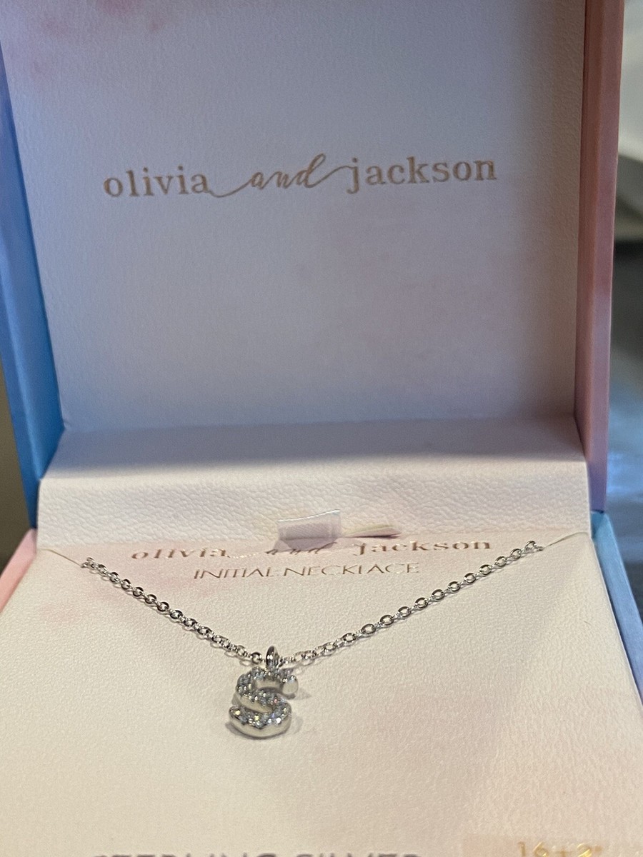 Olivia and Jackson Sterling Silver Pave Cz Initial Necklace- S