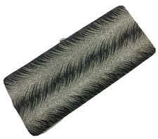 Vintage Disco Retro Glam Clutch Purse Handbag Black Silver Metallic Kiss Lock