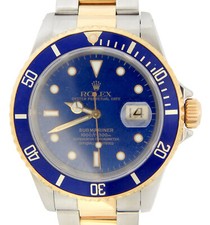 Rolex Rolex Submariner Date 2tone Stainless Steel 18k Yellow Gold Watch Blue Sub 16613