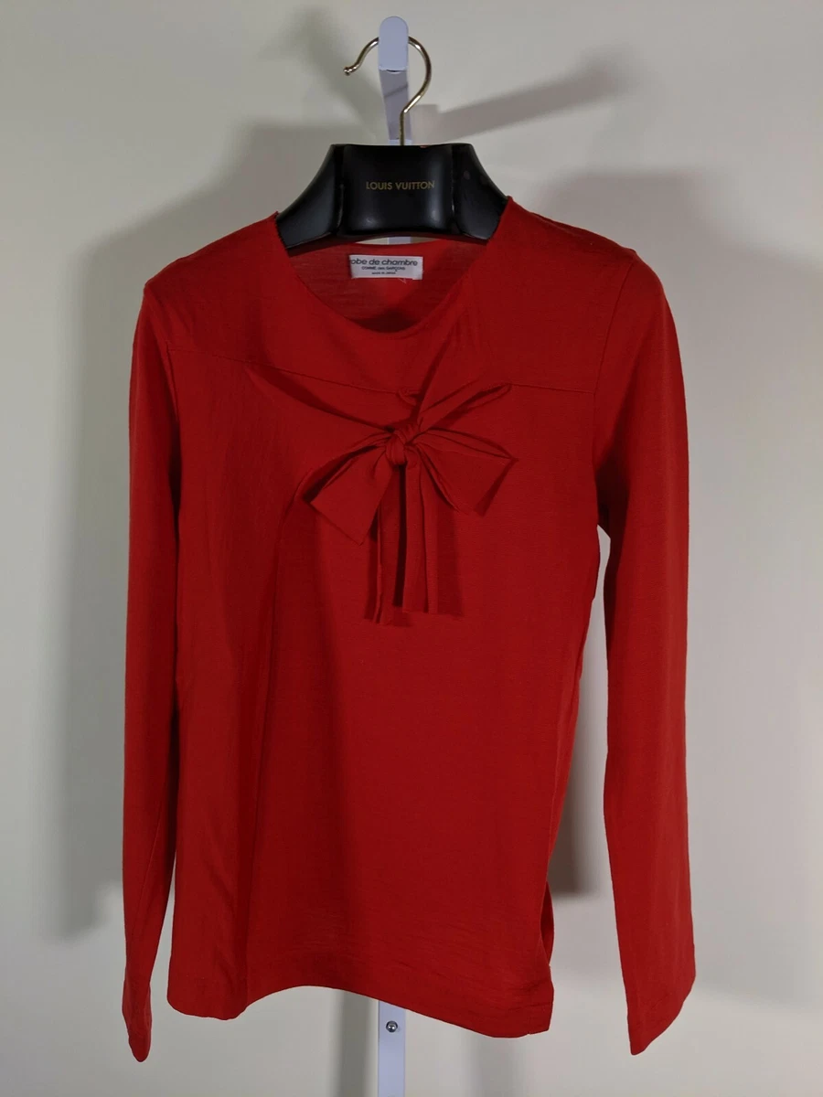 Comme Des Garcons robe de chambre 2002 Deconstructed Knotted LS Red Wool Shirt