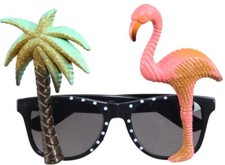 Designer Caribbean Glasses with Pelican and Palm Tree Halloween Carnival Party