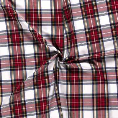 Schottisches Tartan Karo Stoff Material - OFF WHITE