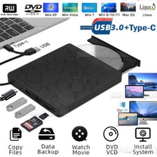 Slim External CD DVD RW Drive USB 3.0 Writer Burner Player For Laptop Windows 11