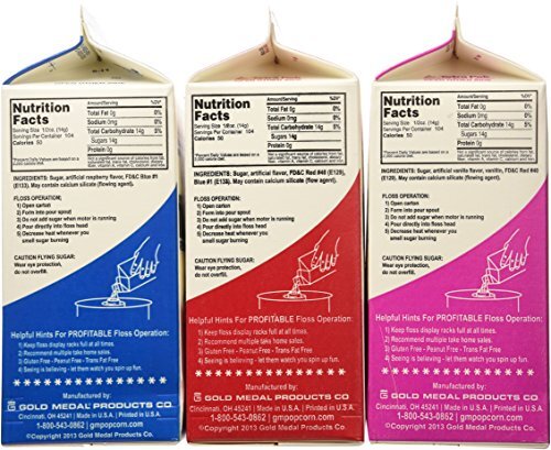Cotton Candy Floss Sugar-Blue Raspberry, Pink Vanilla & Cherry- 3.25 lbs. (3 ... - Picture 2 of 2