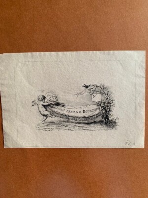 Ex-libris BOURGEOIS Armand, B1939, 71 x 100 mm, 19th century, engraver VARIN Adolphe