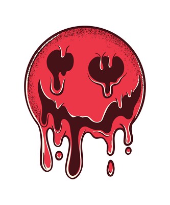 Melting Smiley Face Phone Sticker (2 inch) Red Trippy Pink Hippie Psychedelic 