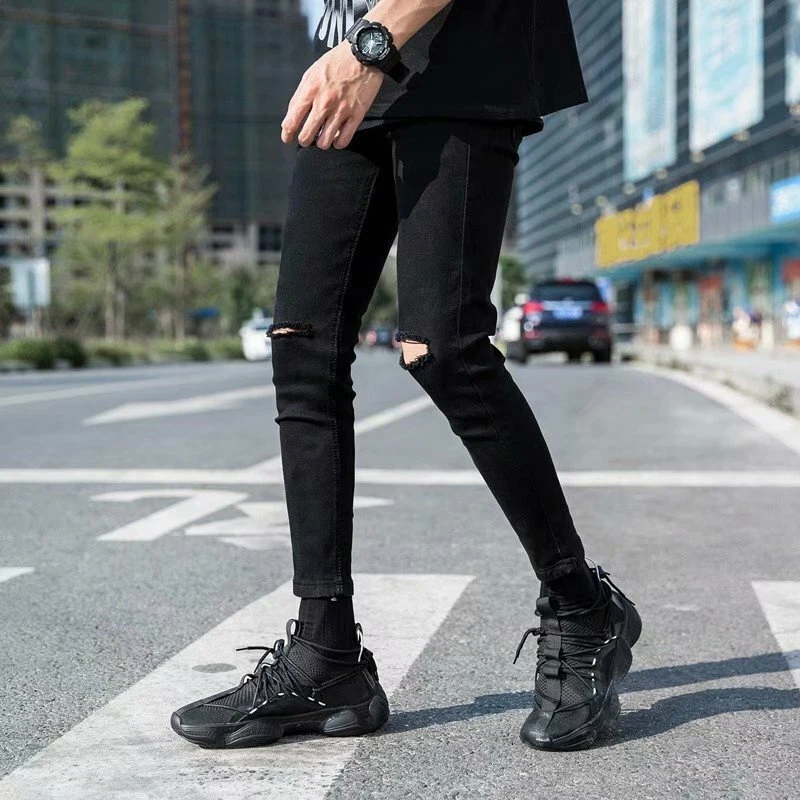 Black ripped 2025 jogger jeans