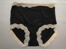 1 PAIR of Full length Sissy Panties in Black Tan Lace Size Medium