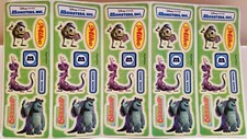 Vintage Disney Pixar Monsters Inc. 40 Stickers  5 2" W x 6" H Sheets