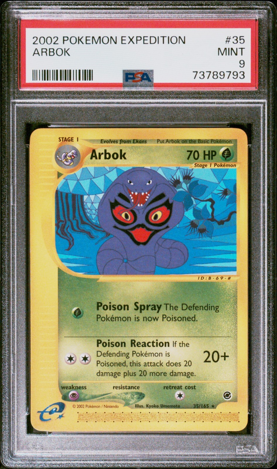 2002 Pokemon TCG Expedition Arbok rare 35/165 PSA 9 Mint
