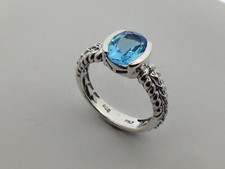 Natural Blue Topaz Ring in 925 Sterling Silver. Birthstone