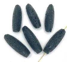 6 Black Lava Barrel Oval Aromatherapy, Essential Oil Diffuser Beads 30x10mm