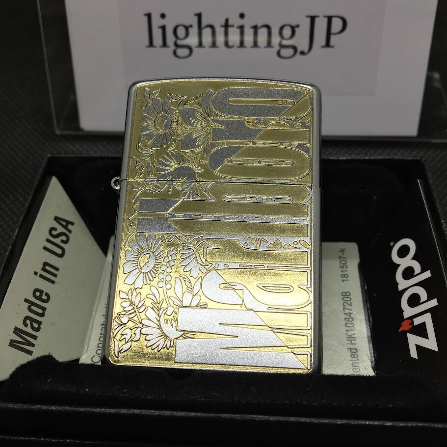 Zippo Marlboro Flower Silver Gold Etching 5 Sided Processing Zippo Marlboro Flower Silver Gold Etching 5 Sided Processing