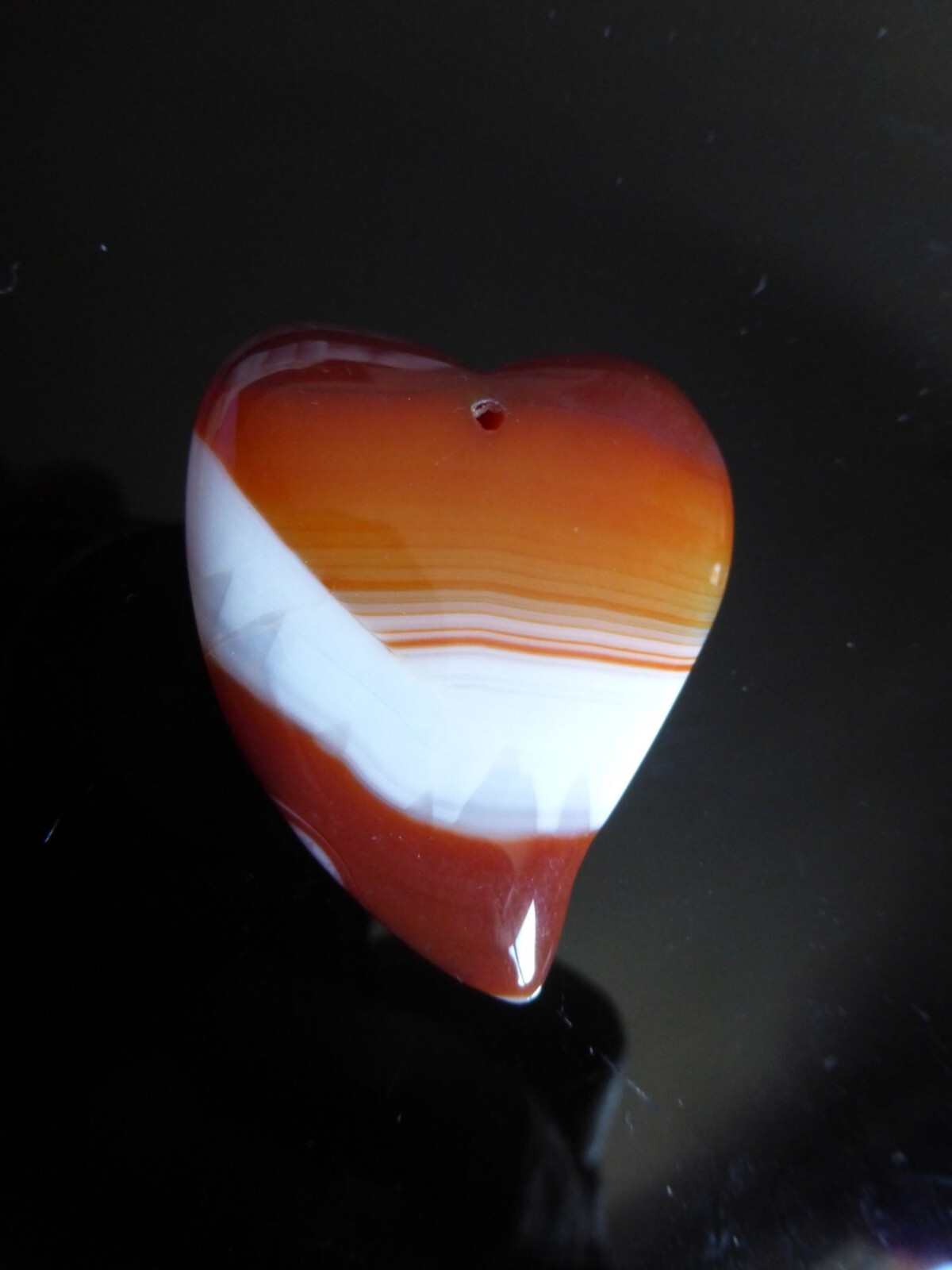 Pendentif coeur agate marron blanc transparent 4.8 cm pour collier femme lot 1988 - 2