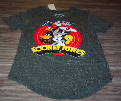 WOMEN'S TEEN LOONEY TUNES BUGS BUNNY DAFFY SYLVESTER TWEETY T-shirt SMALL NEW