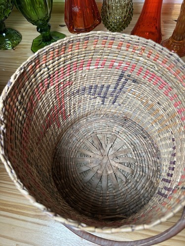 Vintage Woven Straw Basket With Lid Double Handled Medium Size - 第 11/15 張圖片