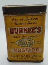 Durkee's 2 oz Ounce Mustard Spice Yellow Metal Tin Advertising Elmhurst New York