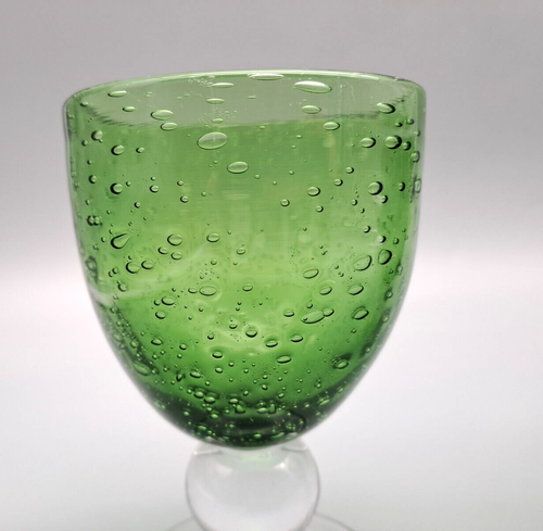 Weinglas 4x Fußglas Artisan Grün Bubbles Höhe je ca.13cm ø ca. 8,5cm dickwandig - Bild 4 von 7