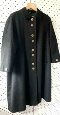 Vintage PISCHL TUCHE Women Dark Gray Wool Blend Coat Long Trench