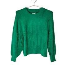 New AERIE S Green Soft Fuzzy Flurry Crew Sweater Women