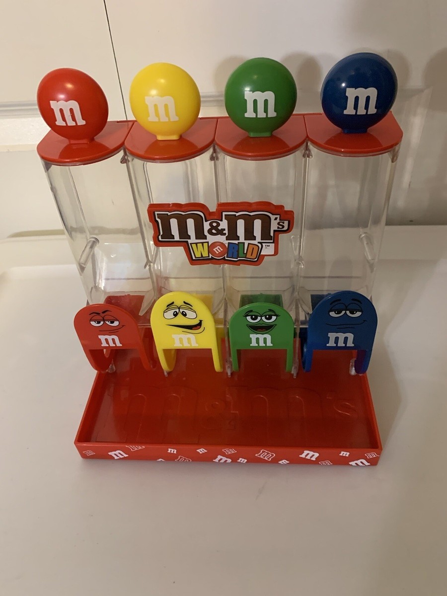 M&M's World Four Tube Red Candy Dispenser 4 colors Red, Yellow
