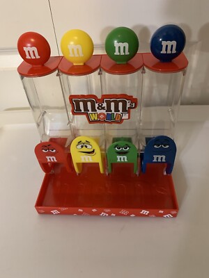 M&M's World Four Tube Red Candy Dispenser 4 colors Red, Yellow