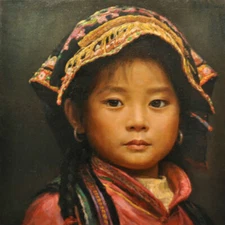 MQ-OP0105 100% Handmade Painted Tibet Girl Portrait Oil Painting Art On Canvas