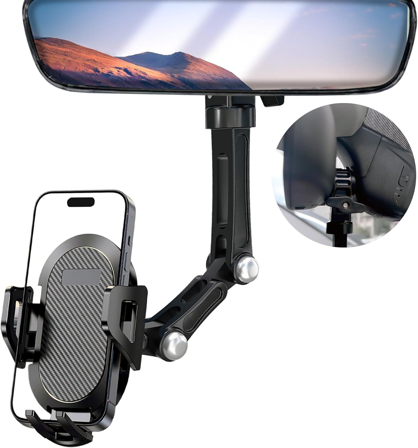 Rearview Mirror Phone Holder for Car 2024 Upgraded Car Cell Phone Holder
