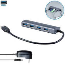 4 Port USB 3.0 Hub Dock Splitter w/ AC Power Adapter PC Computer Laptop Mac Win